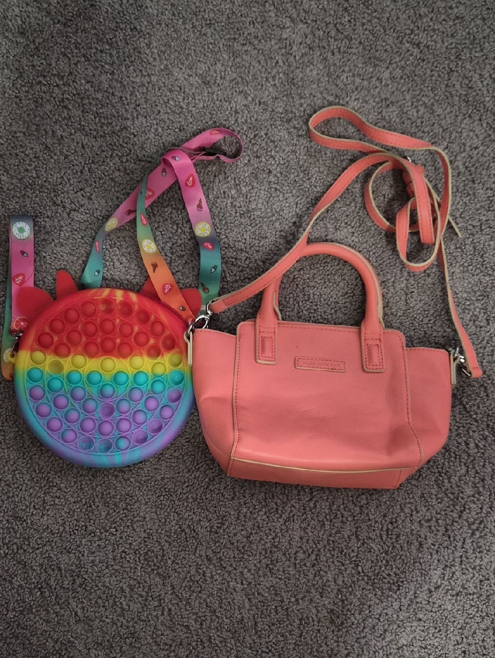 Vera Bradley Coral Pink Leather Tote with Top Handles
